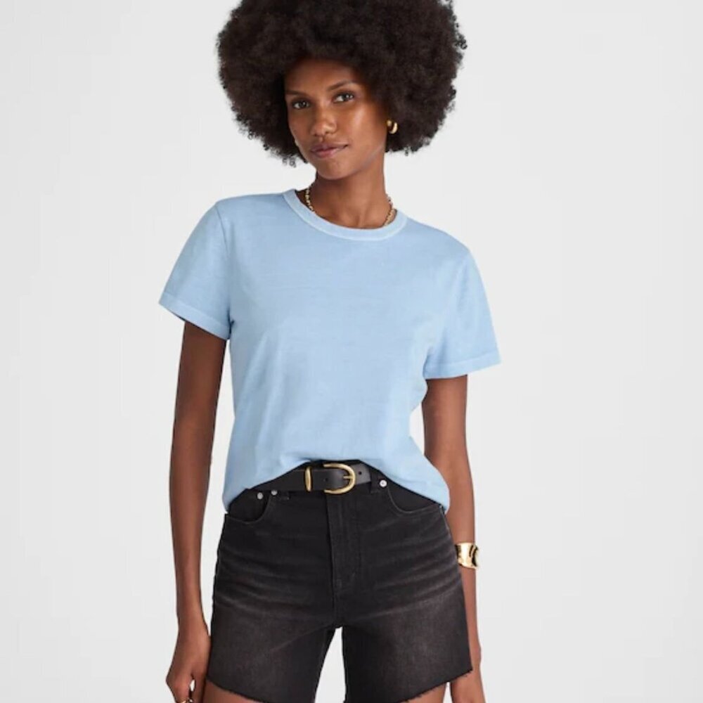 NEW Madewell Light Blue The Perfect Crewneck Tee in Cotton - Size: XS
